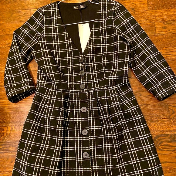 black and white check dress zara Black and White Checkered Dress Zara
